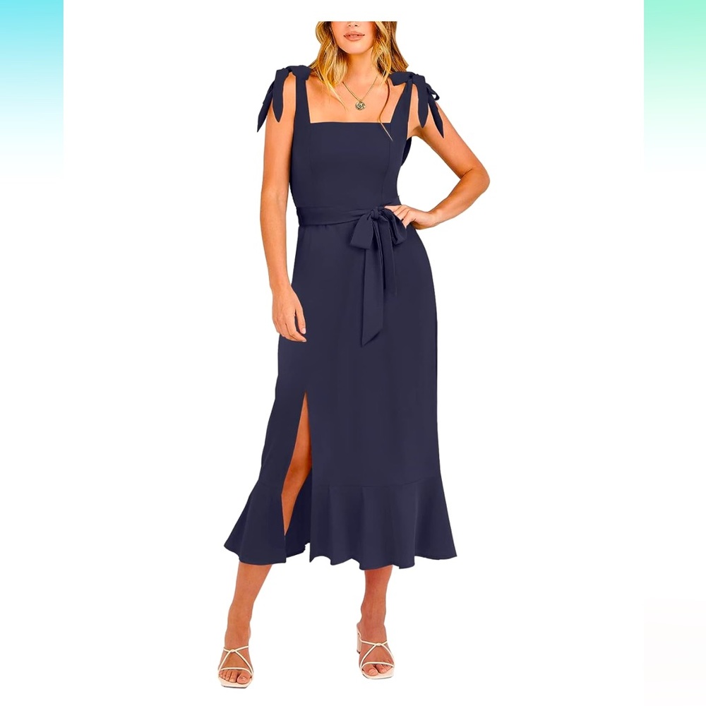 ANRABESS navy midi dress